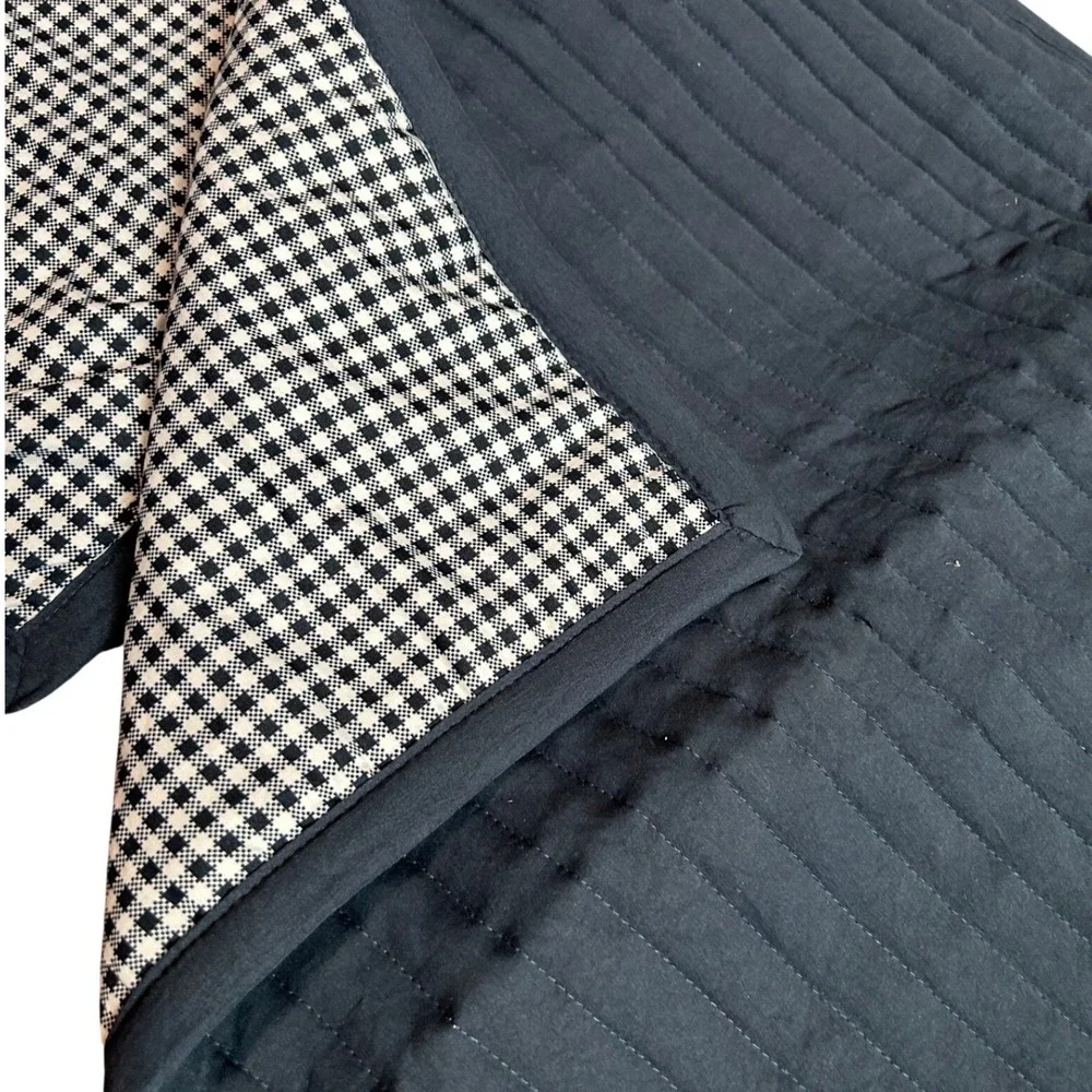 2 Tommy Hilfiger Quilted Pillow Shams Navy Blue Gingham Check Standard